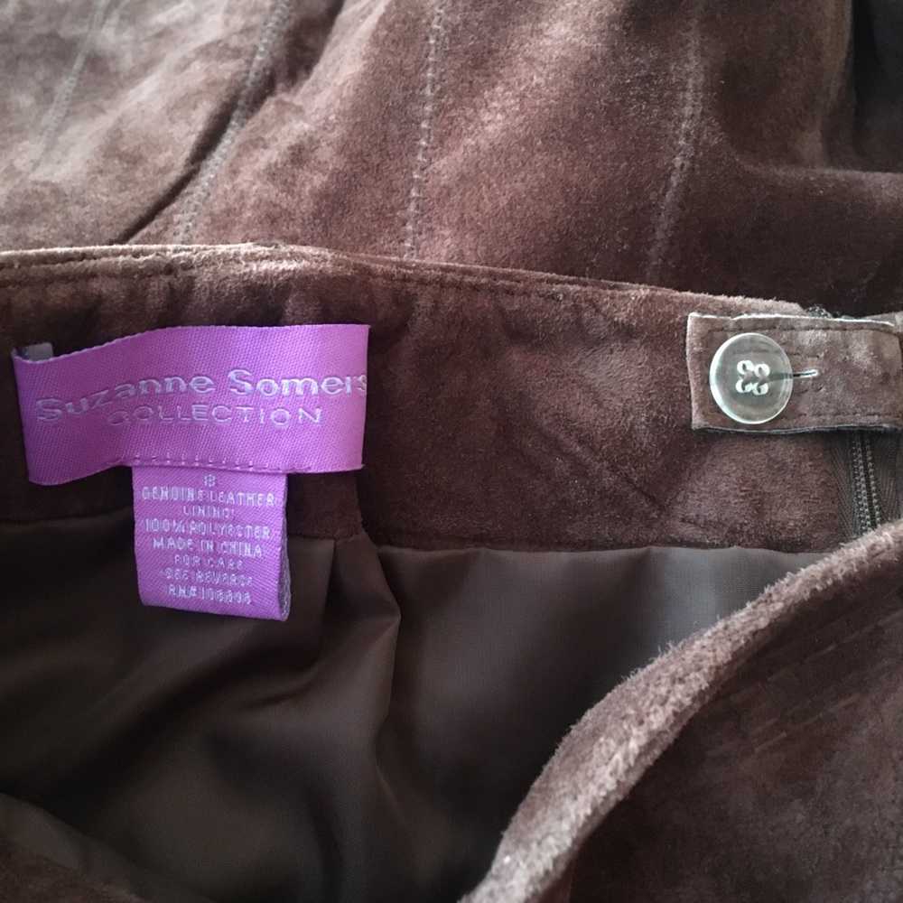 Brown Suede Skirt NWOT size 8 Suzanne Somers Fit & Flared Leather - Picture 3 of 4